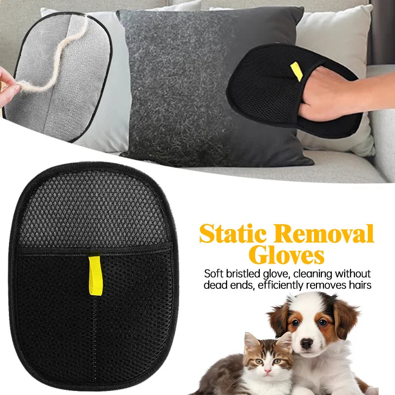 Reusable Pet Electrostatic Hair Removal Gloves Double-Sided Grooming Gloves for Pets Pet Hair Removal Tool for Clothes Cleaning